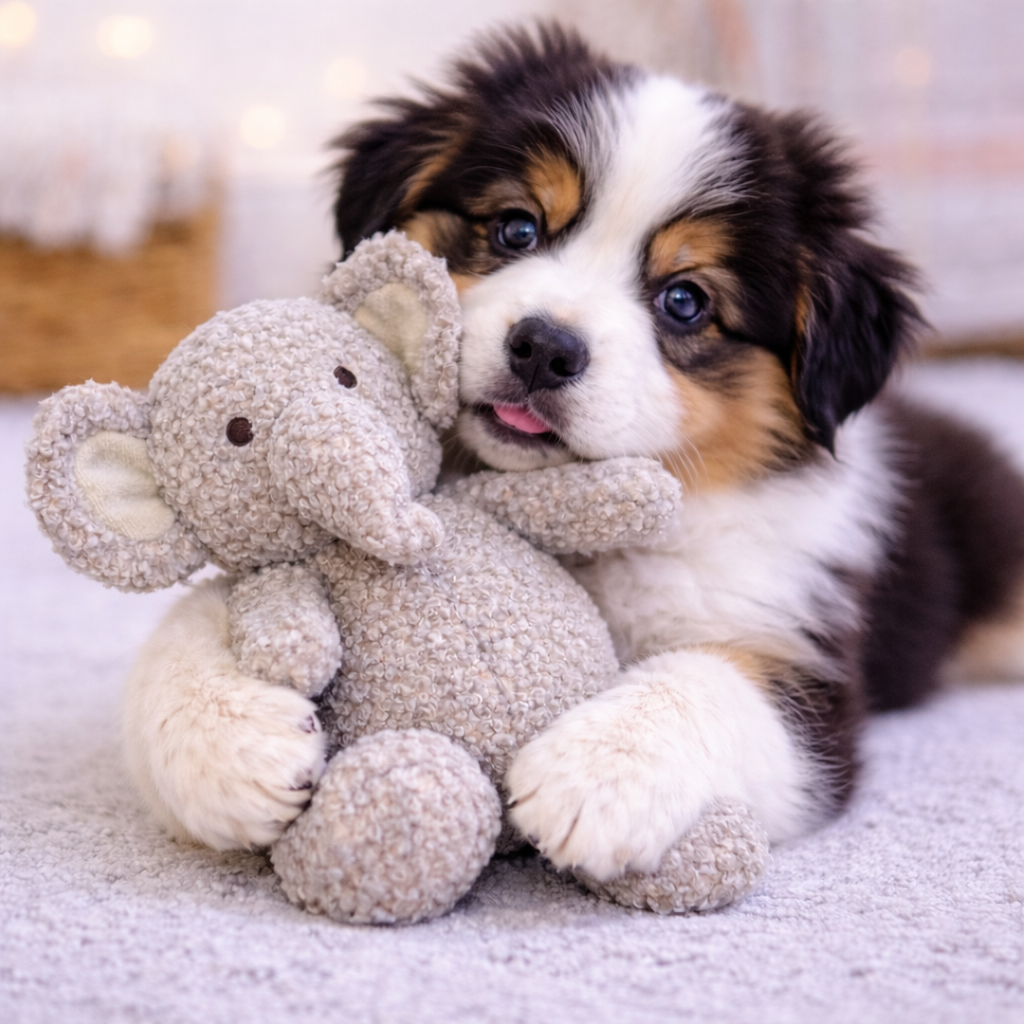 HugglePets Tiny Tails Elephant Eddie Squeaky Puppy Toy