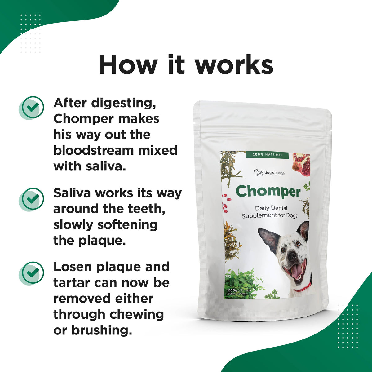 CHOMPER – Organic Tartar & Plaque Remover for Dogs & Puppies