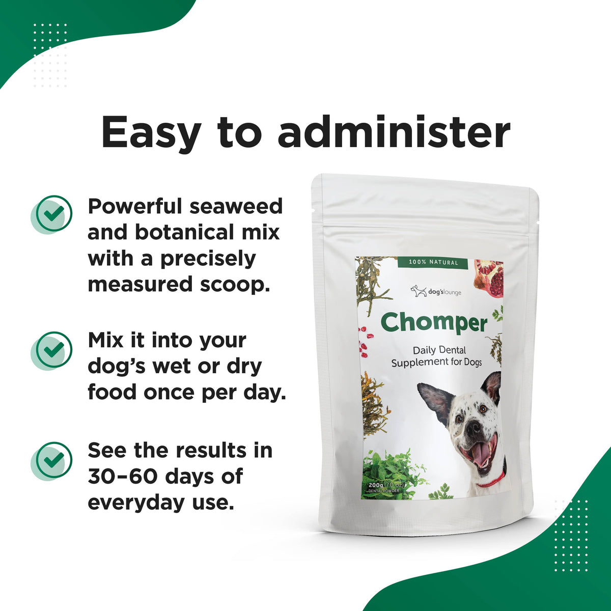 CHOMPER – Organic Tartar & Plaque Remover for Dogs & Puppies